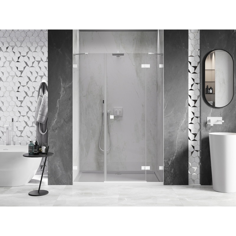 Mexen Lunar drzwi prysznicowe uchylne prawe 125 cm, transparent, białe - 834S-125-050-20-00-P