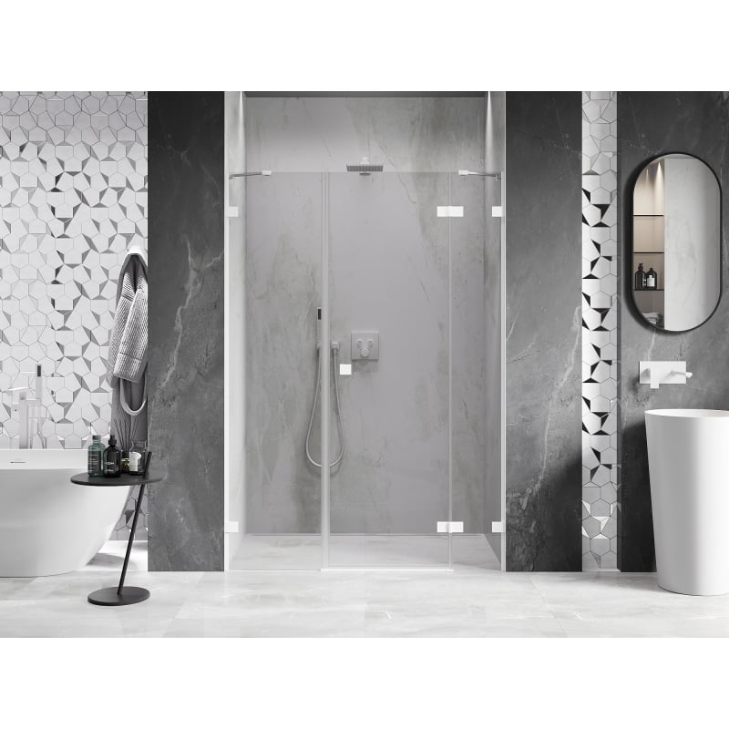 Mexen Lunar drzwi prysznicowe uchylne prawe 125 cm, transparent, białe - 834S-125-050-20-00-P