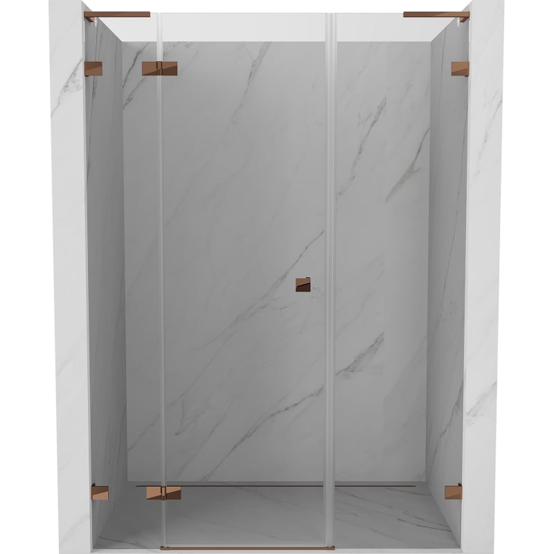 Mexen Lunar L drzwi prysznicowe uchylne lewe 120 cm, transparent, różowe złoto - 834SL-120-050-60-00-L