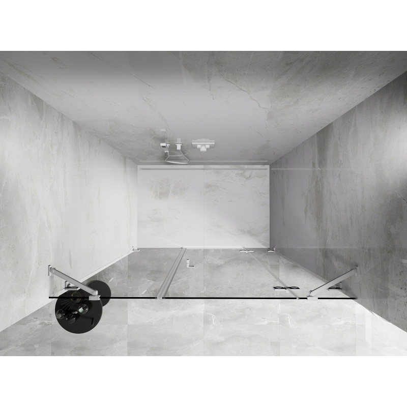 Mexen Lunar drzwi prysznicowe uchylne prawe 155 cm, transparent, białe - 834S-155-050-20-00-P