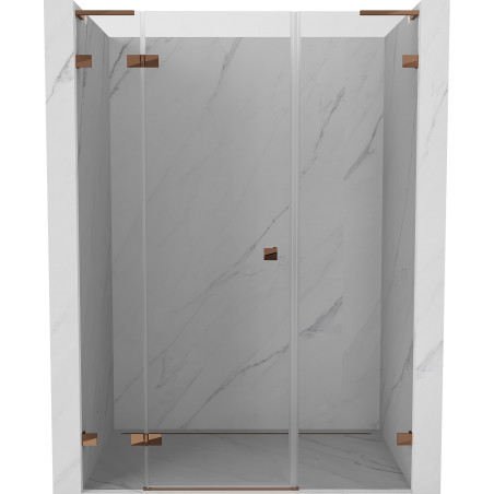 Mexen Lunar L drzwi prysznicowe uchylne lewe 125 cm, transparent, różowe złoto - 834SL-125-050-60-00-L