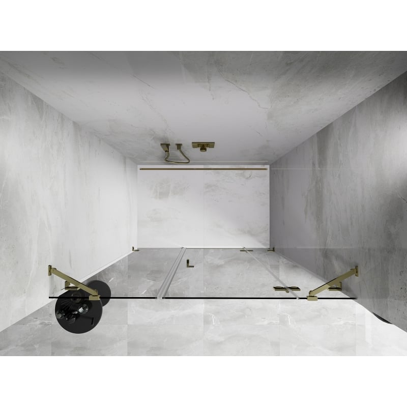 Mexen Lunar drzwi prysznicowe uchylne prawe 120 cm, transparent, złote - 834S-120-050-50-00-P