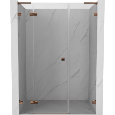 Mexen Lunar L drzwi prysznicowe uchylne lewe 140 cm, transparent, różowe złoto - 834SL-140-050-60-00-L