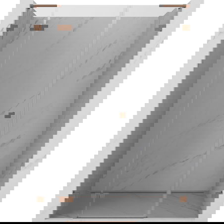 Mexen Lunar L drzwi prysznicowe uchylne lewe 130 cm, transparent, miedź szczotkowana - 834SL-130-050-65-00-L