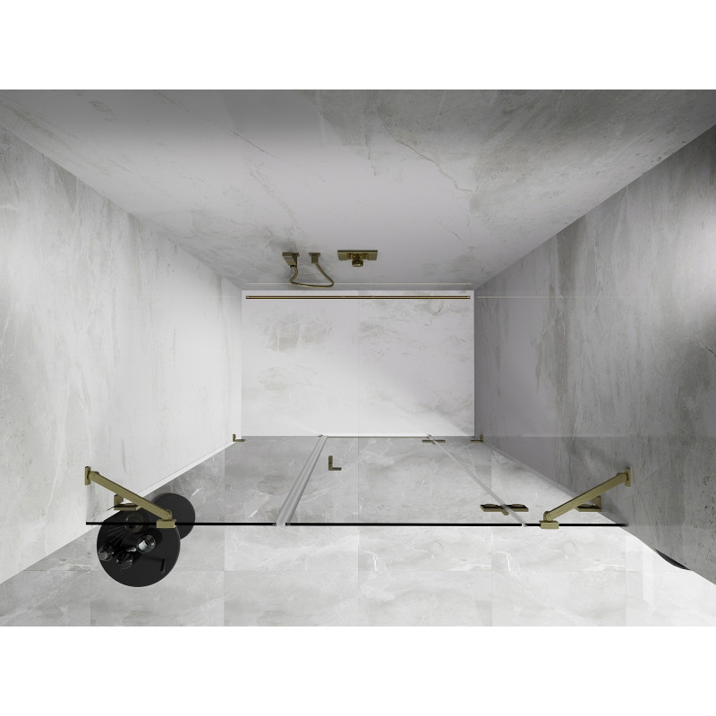 Mexen Lunar drzwi prysznicowe uchylne prawe 160 cm, transparent, złote szczotkowane - 834S-160-050-55-00-P