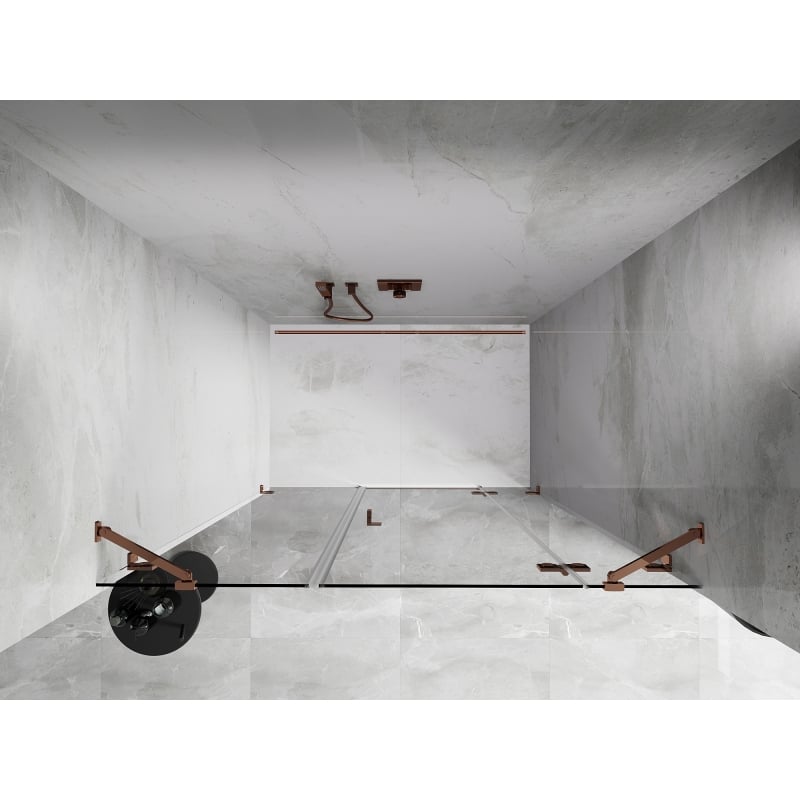 Mexen Lunar drzwi prysznicowe uchylne prawe 145 cm, transparent, różowe złoto - 834S-145-050-60-00-P