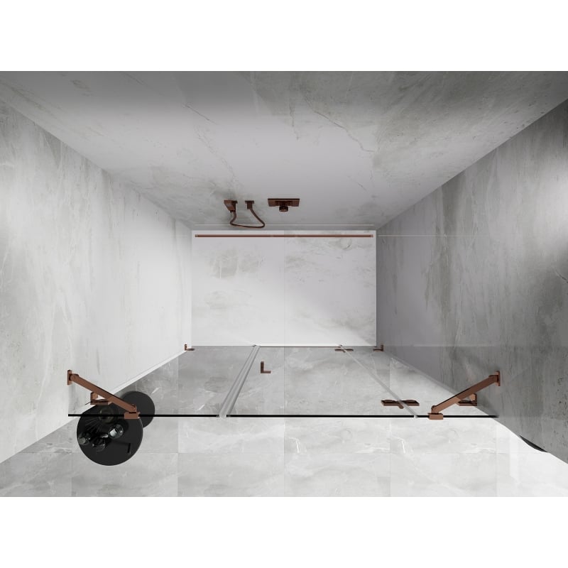 Mexen Lunar drzwi prysznicowe uchylne prawe 150 cm, transparent, różowe złoto - 834S-150-050-60-00-P