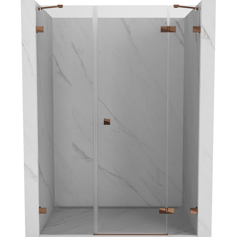 Mexen Lunar drzwi prysznicowe uchylne prawe 155 cm, transparent, różowe złoto - 834S-155-050-60-00-P