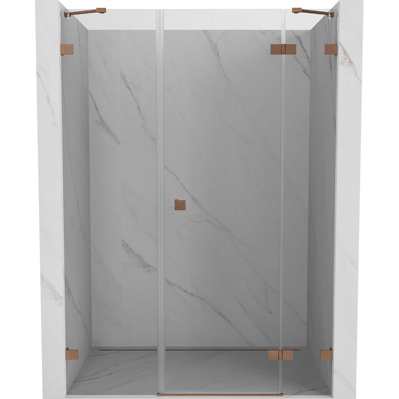 Mexen Lunar drzwi prysznicowe uchylne prawe 125 cm, transparent, miedź szczotkowana - 834S-125-050-65-00-P