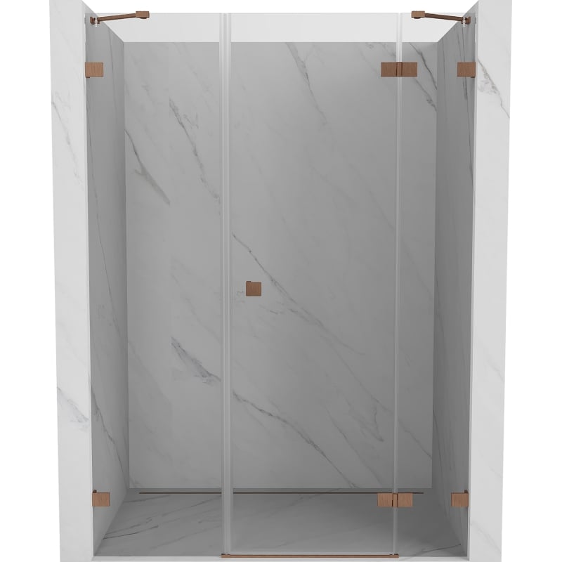 Mexen Lunar drzwi prysznicowe uchylne prawe 135 cm, transparent, miedź szczotkowana - 834S-135-050-65-00-P
