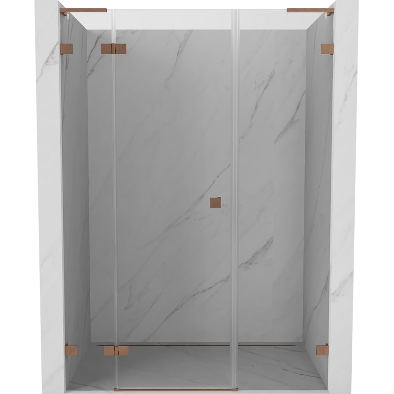 Mexen Lunar L drzwi prysznicowe uchylne lewe 145 cm, transparent, miedź szczotkowana - 834SL-145-050-65-00-L