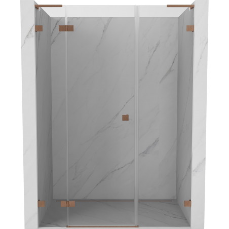 Mexen Lunar L drzwi prysznicowe uchylne lewe 145 cm, transparent, miedź szczotkowana - 834SL-145-050-65-00-L