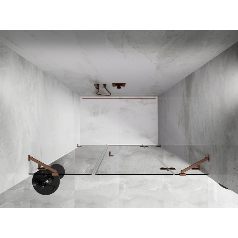 Mexen Lunar drzwi prysznicowe uchylne prawe 160 cm, transparent, miedź szczotkowana - 834S-160-050-65-00-P
