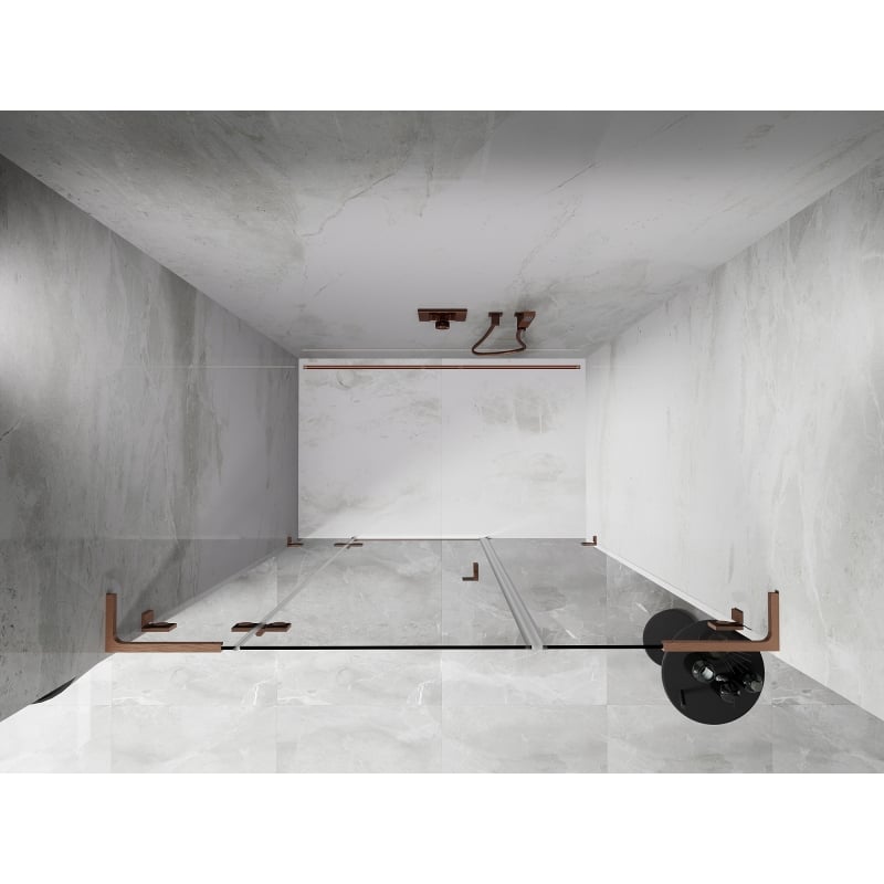 Mexen Lunar L drzwi prysznicowe uchylne lewe 160 cm, transparent, miedź szczotkowana - 834SL-160-050-65-00-L