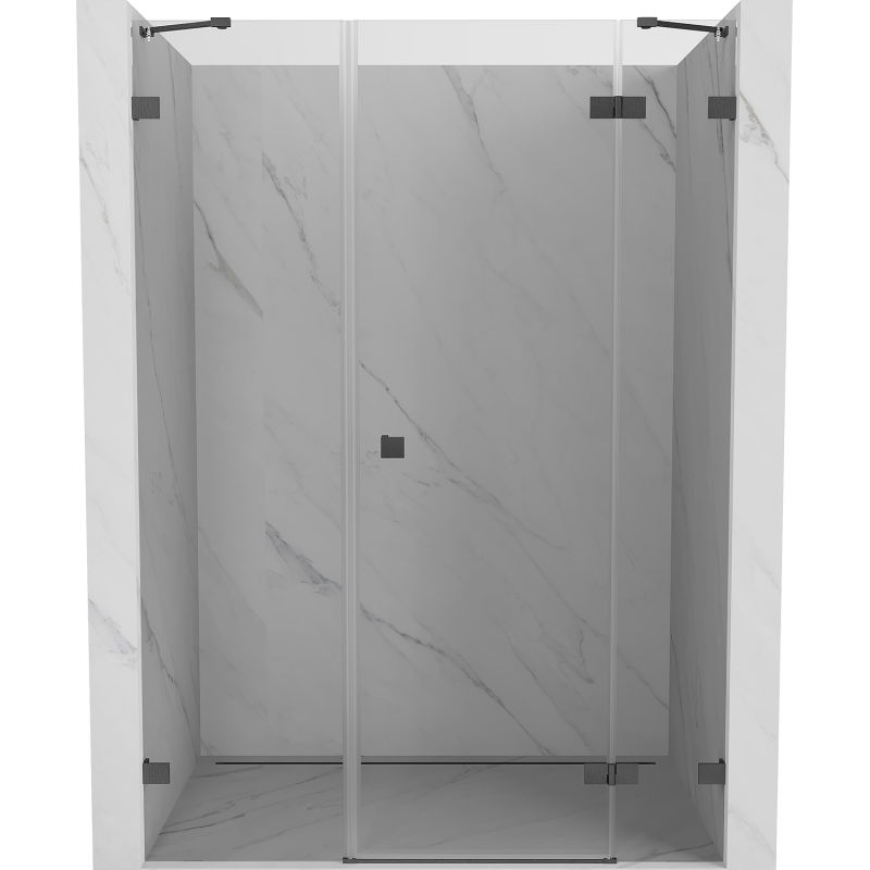 Mexen Lunar drzwi prysznicowe uchylne prawe 155 cm, transparent, gun gray szczotkowany - 834S-155-050-66-00-P