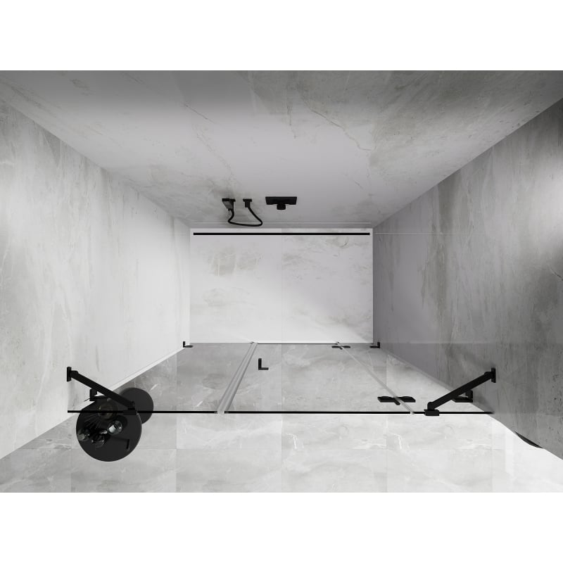Mexen Lunar drzwi prysznicowe uchylne prawe 140 cm, transparent, czarne - 834S-140-050-70-00-P