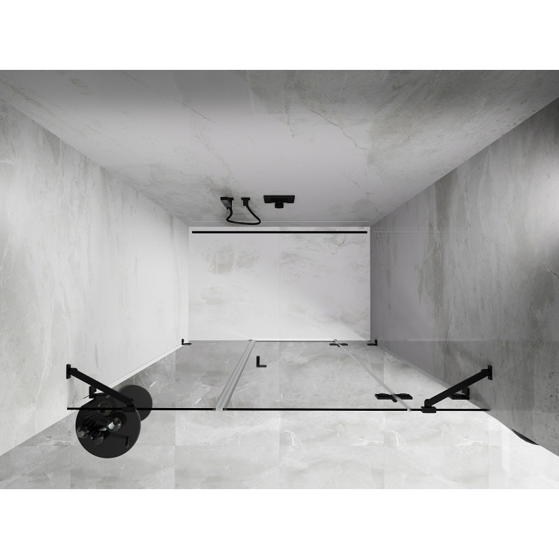 Mexen Lunar drzwi prysznicowe uchylne prawe 150 cm, transparent, czarne - 834S-150-050-70-00-P