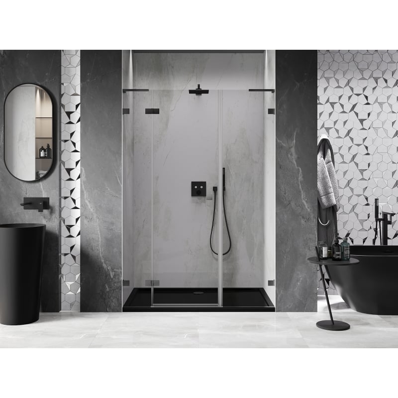 Mexen Lunar L drzwi prysznicowe uchylne lewe 140 cm, transparent, gun gray szczotkowany - 834SL-140-050-66-00-L