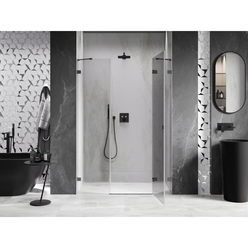 Mexen Lunar drzwi prysznicowe uchylne prawe 125 cm, transparent, gun metal - 834S-125-050-95-00-P