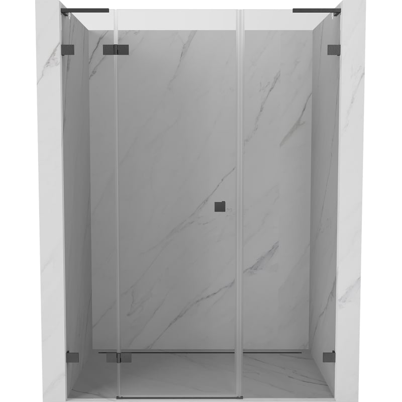 Mexen Lunar L drzwi prysznicowe uchylne lewe 145 cm, transparent, gun gray szczotkowany - 834SL-145-050-66-00-L