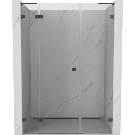 Mexen Lunar L drzwi prysznicowe uchylne lewe 145 cm, transparent, gun gray szczotkowany - 834SL-145-050-66-00-L