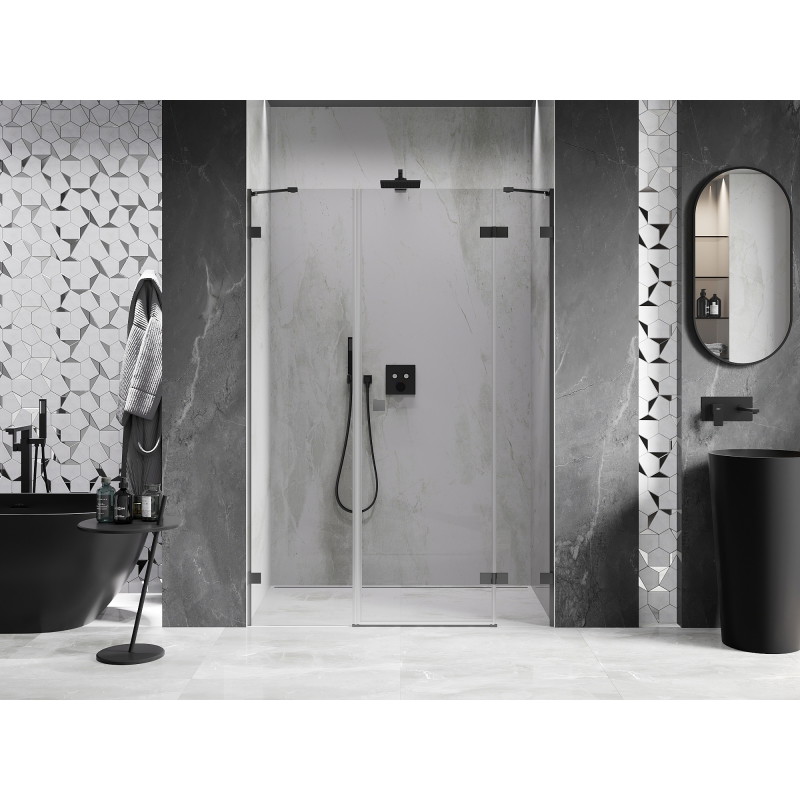 Mexen Lunar drzwi prysznicowe uchylne prawe 145 cm, transparent, gun metal - 834S-145-050-95-00-P