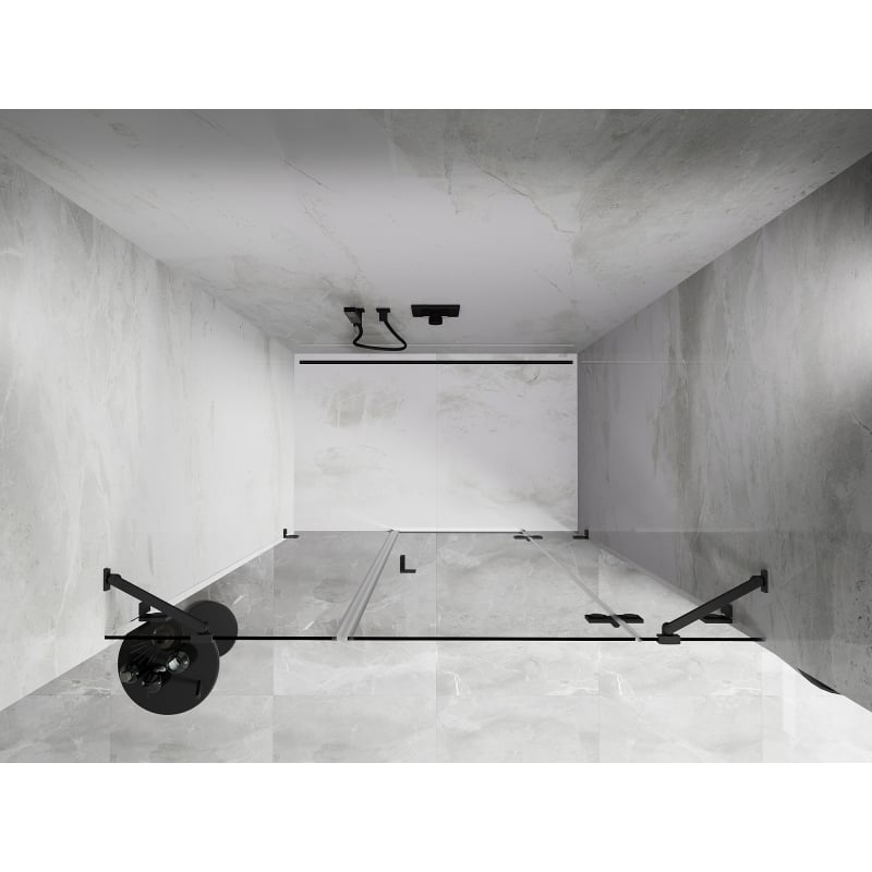Mexen Lunar drzwi prysznicowe uchylne prawe 145 cm, transparent, gun metal - 834S-145-050-95-00-P