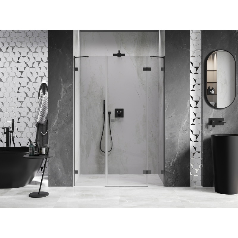 Mexen Lunar drzwi prysznicowe uchylne prawe 150 cm, transparent, gun metal - 834S-150-050-95-00-P
