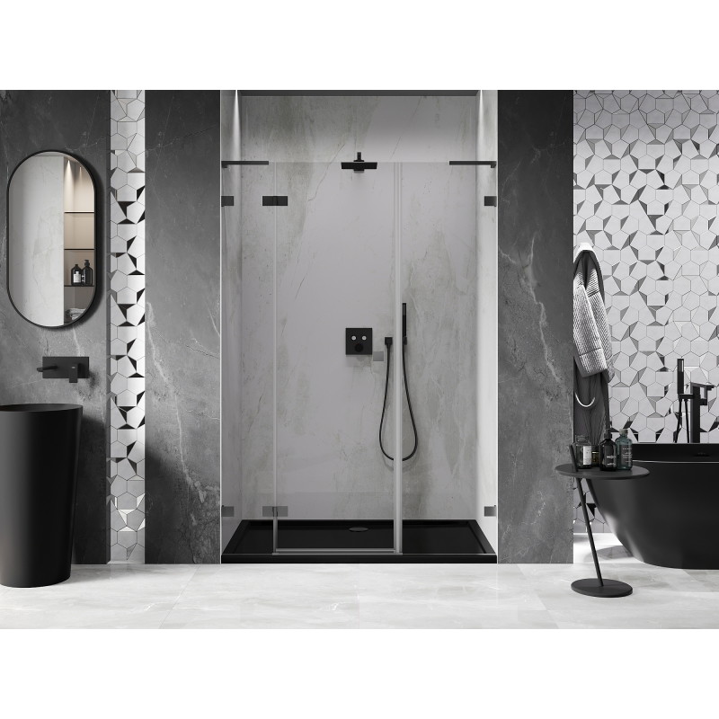 Mexen Lunar L drzwi prysznicowe uchylne lewe 130 cm, transparent, gun metal - 834SL-130-050-95-00-L