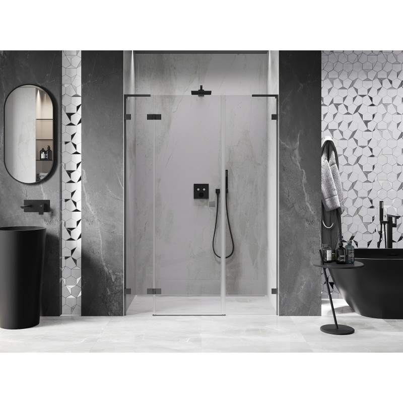 Mexen Lunar L drzwi prysznicowe uchylne lewe 160 cm, transparent, gun metal - 834SL-160-050-95-00-L