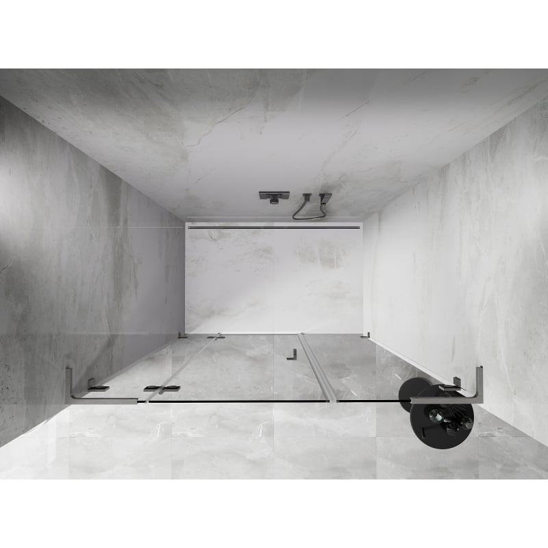 Mexen Lunar L drzwi prysznicowe uchylne lewe 135 cm, transparent, nikiel szczotkowany - 834SL-135-050-97-00-L