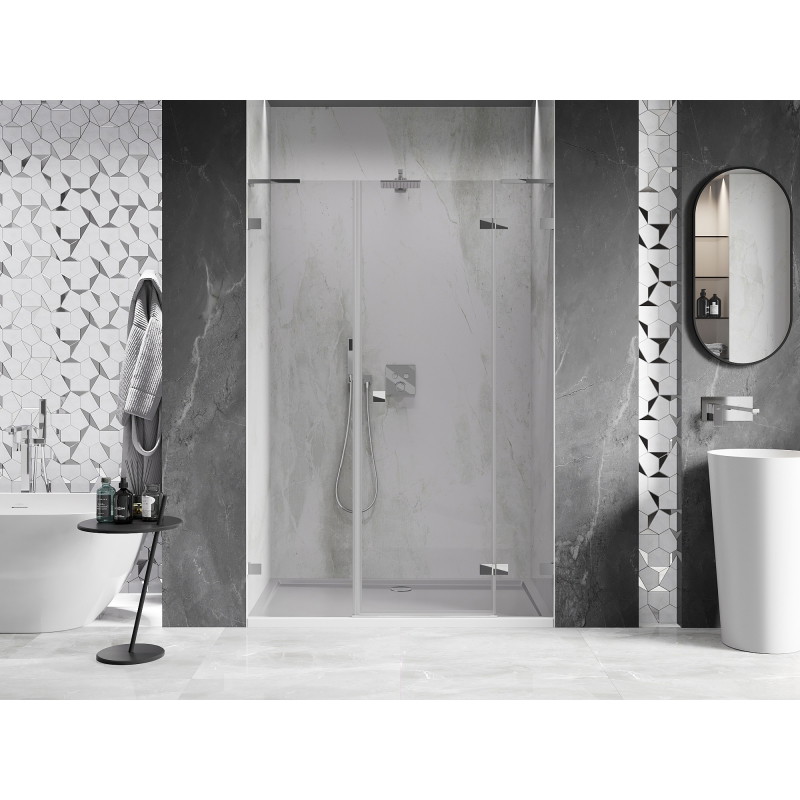 Mexen Lunar L drzwi prysznicowe uchylne prawe 130 cm, transparent, chrom - 834SL-130-050-01-00-P