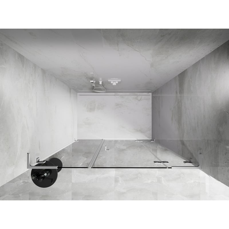 Mexen Lunar L drzwi prysznicowe uchylne prawe 140 cm, transparent, białe - 834SL-140-050-20-00-P