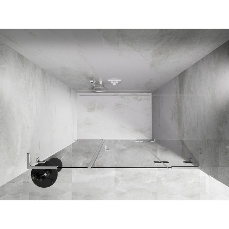Mexen Lunar L drzwi prysznicowe uchylne prawe 155 cm, transparent, białe - 834SL-155-050-20-00-P