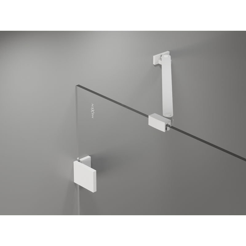 Mexen Lunar parawan nawannowy 2-skrzydłowy lewy 80 x 150 cm, transparent, biały - 897-080-100-20-00-L