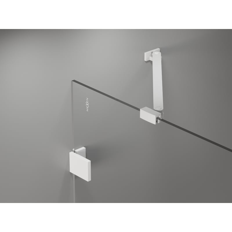 Mexen Lunar parawan nawannowy 2-skrzydłowy lewy 120 x 150 cm, transparent, biały - 897-120-100-20-00-L