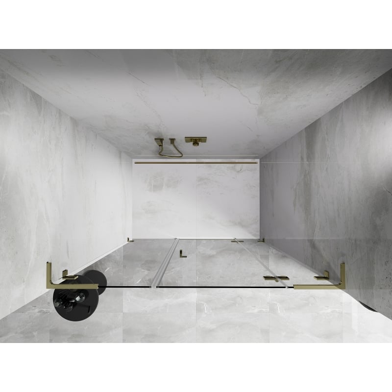 Mexen Lunar L drzwi prysznicowe uchylne prawe 145 cm, transparent, złote - 834SL-145-050-50-00-P