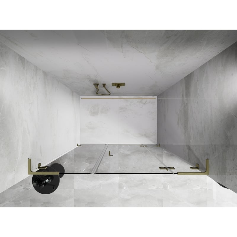 Mexen Lunar L drzwi prysznicowe uchylne prawe 135 cm, transparent, złote szczotkowane - 834SL-135-050-55-00-P