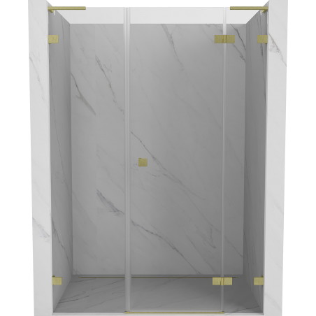 Mexen Lunar L drzwi prysznicowe uchylne prawe 135 cm, transparent, złote szczotkowane - 834SL-135-050-55-00-P