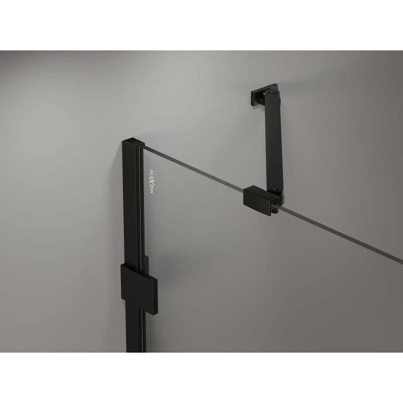 Mexen Lunar parawan nawannowy 2-skrzydłowy lewy 130 x 150 cm, transparent, czarny - 897-130-100-70-00-L