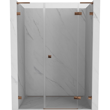 Mexen Lunar L drzwi prysznicowe uchylne prawe 130 cm, transparent, różowe złoto - 834SL-130-050-60-00-P