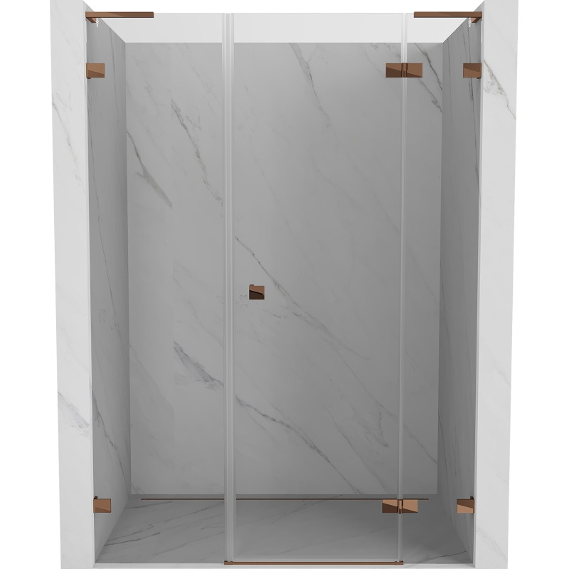Mexen Lunar L drzwi prysznicowe uchylne prawe 155 cm, transparent, różowe złoto - 834SL-155-050-60-00-P
