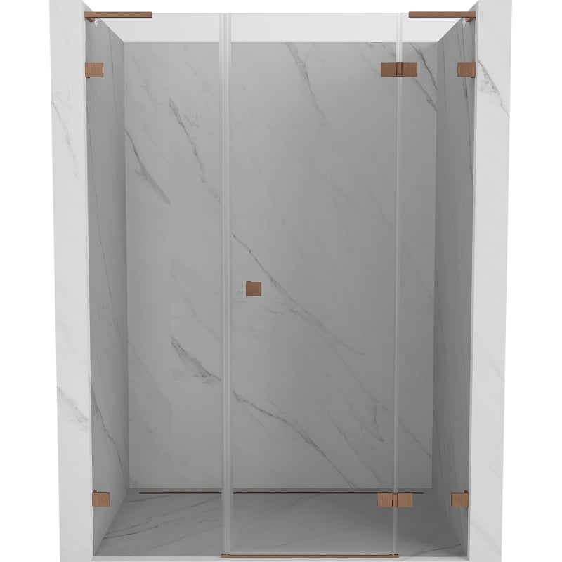 Mexen Lunar L drzwi prysznicowe uchylne prawe 135 cm, transparent, miedź szczotkowana - 834SL-135-050-65-00-P