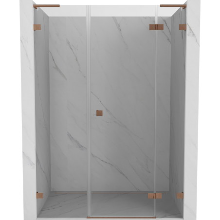 Mexen Lunar L drzwi prysznicowe uchylne prawe 135 cm, transparent, miedź szczotkowana - 834SL-135-050-65-00-P