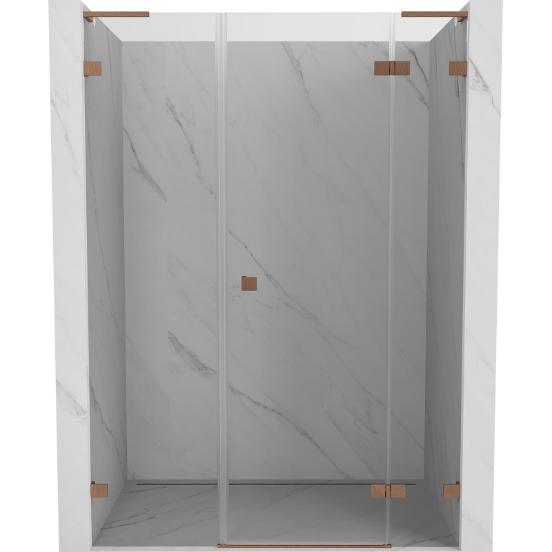 Mexen Lunar L drzwi prysznicowe uchylne prawe 145 cm, transparent, miedź szczotkowana - 834SL-145-050-65-00-P