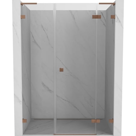 Mexen Lunar L drzwi prysznicowe uchylne prawe 145 cm, transparent, miedź szczotkowana - 834SL-145-050-65-00-P