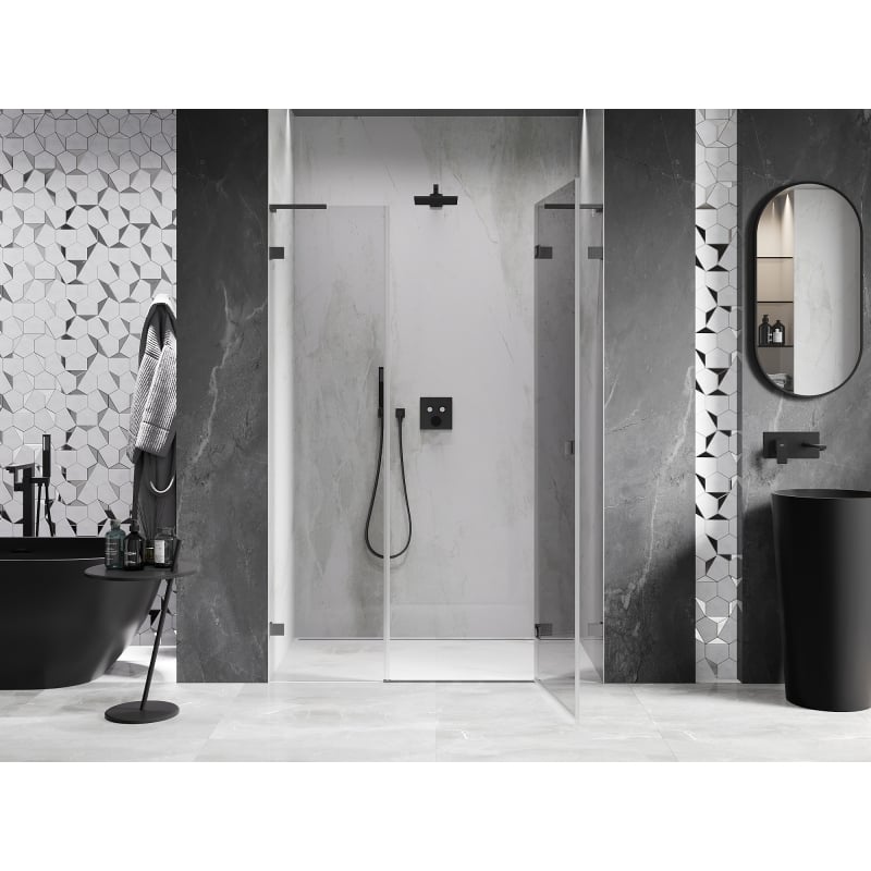 Mexen Lunar L drzwi prysznicowe uchylne prawe 160 cm, transparent, gun gray szczotkowany - 834SL-160-050-66-00-P