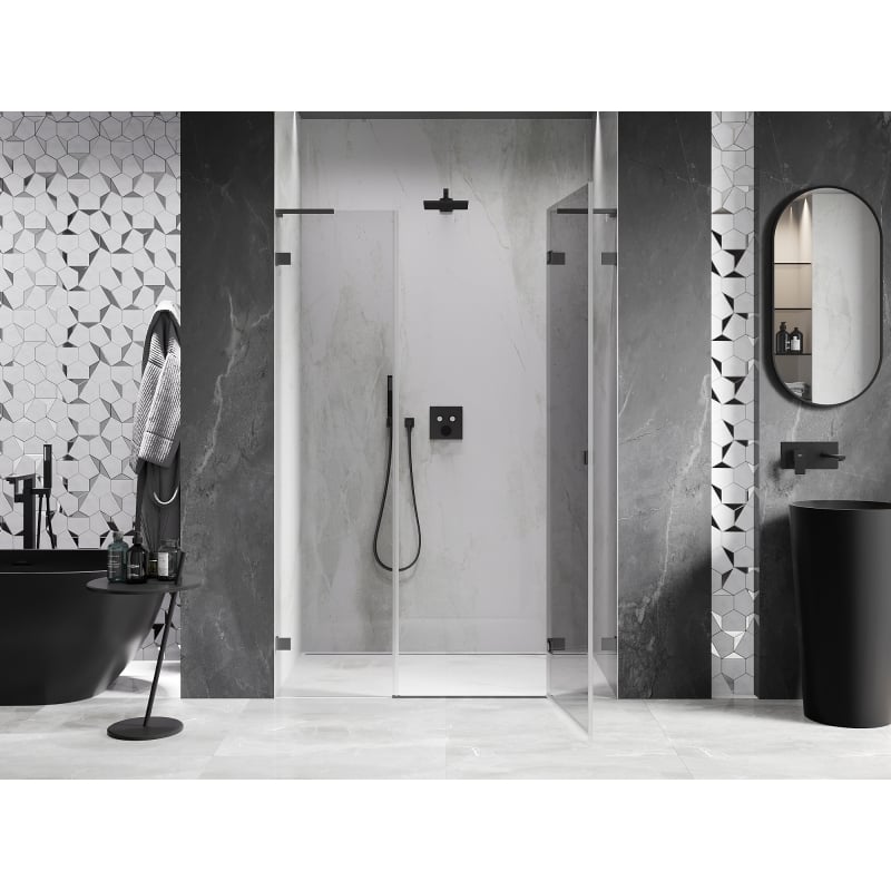 Mexen Lunar L drzwi prysznicowe uchylne prawe 145 cm, transparent, gun metal - 834SL-145-050-95-00-P