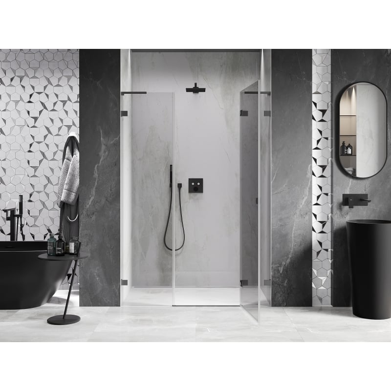 Mexen Lunar L drzwi prysznicowe uchylne prawe 155 cm, transparent, gun metal - 834SL-155-050-95-00-P
