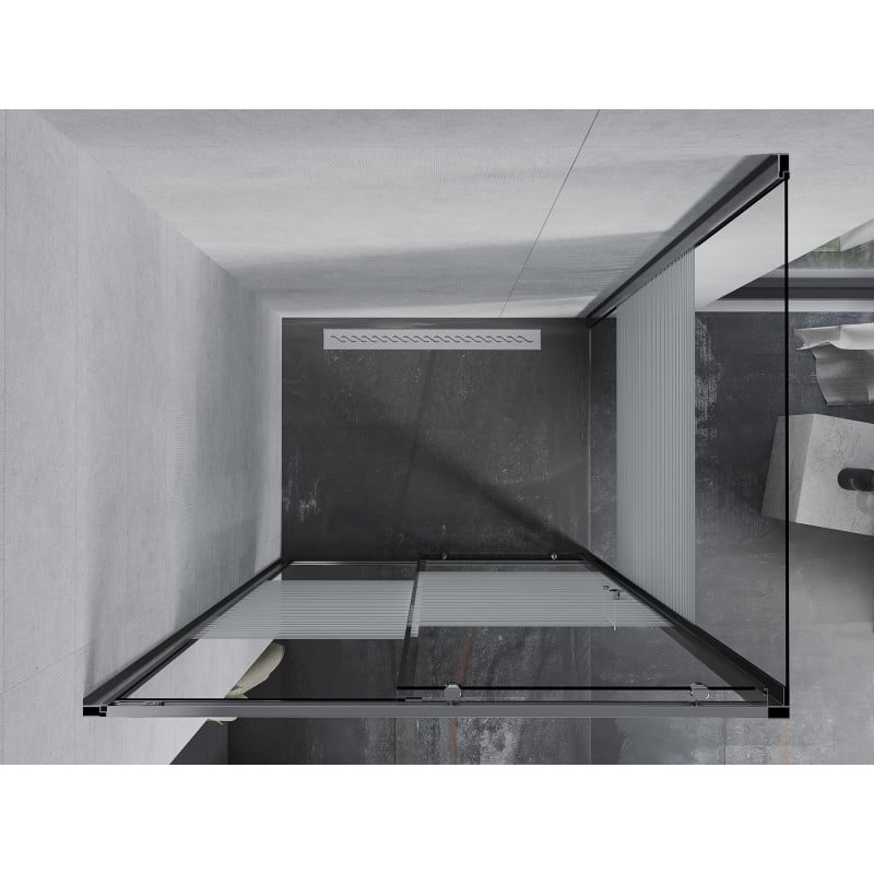 Mexen Apia kabina prysznicowa rozsuwana 135 x 80 cm, białe pasy, chrom - 840-135-080-01-20